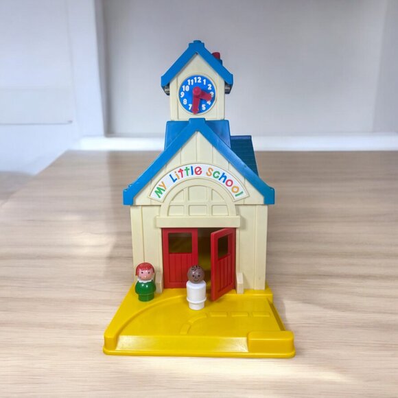 Vintage 1989 Spectra My Little Schoolhouse Carry Along Playhouse & 2 Figures - Picture 3 of 15